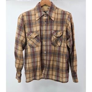 Vintage Wool Blend Plaid Shirt Mens Large Long Sleeve Button Up Flannel Grunge
